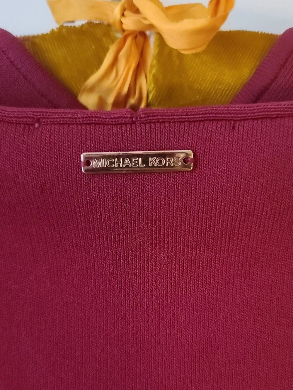 Michael Kors Sleeveless V-Neck Midi Dress in Berry